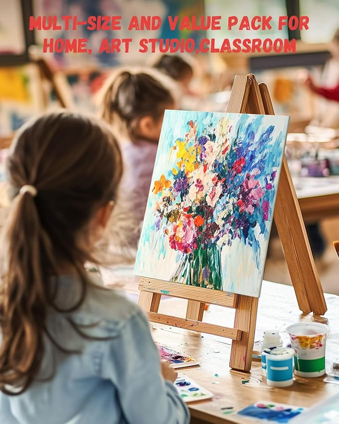 Simetufy 16 Pack Canvas Boards for Painting Multi-Size Canvas Panels Set 5x7, 8x10, 11x14 Inches Pre-Primed 100% Cotton for Oil Acrylic Paint for Kids Beginners Christmas Gift