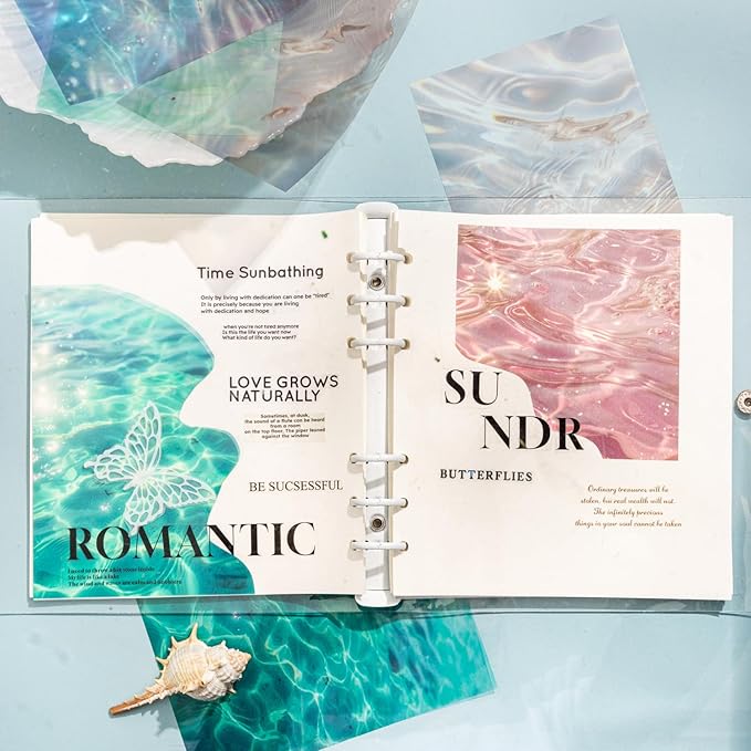 Wave PET Scrapbook Stickers Set, 60PCS Ocean Ephemera for Scrapbooking, Junk Journaling, Crafting, DIY Projects, Diaries, and Art Supplies