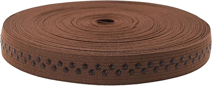Mandala Crafts 0.5 Inch Elastic Silicone Gripper Tape for Clothing - 10 Yds Dotted Non Slip Elastic Band for Sewing - Brown Silicone Flat Fabric Stretchy Ribbon Straps