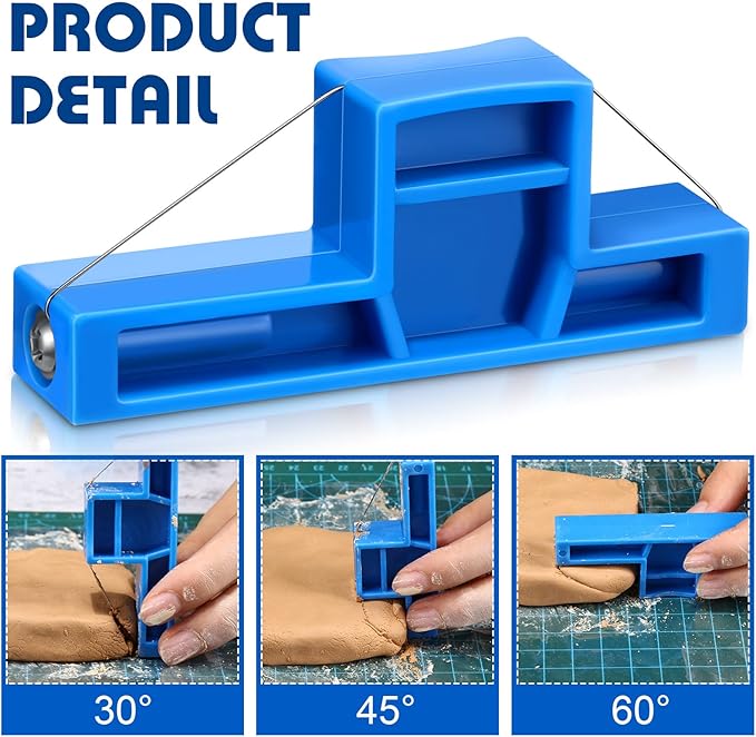 Lanties Angle Cutting Clay Tool Steel Wire Bevel Cutter Small Pottery Angle Clay Trimming Tool Plastic Ceramic Wire Small Pottery Cutter for Ceramics and Sculpting, 2.7 x 1.1 x 0.4 Inch