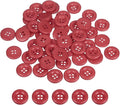 HARFINGTON 50pcs Sewing Button 18mm (11/16 Inch) 4 Holes Resin Thickened Round Crafting Replacement Buttons for Clothing DIY Crafts Decoration, Bright Red