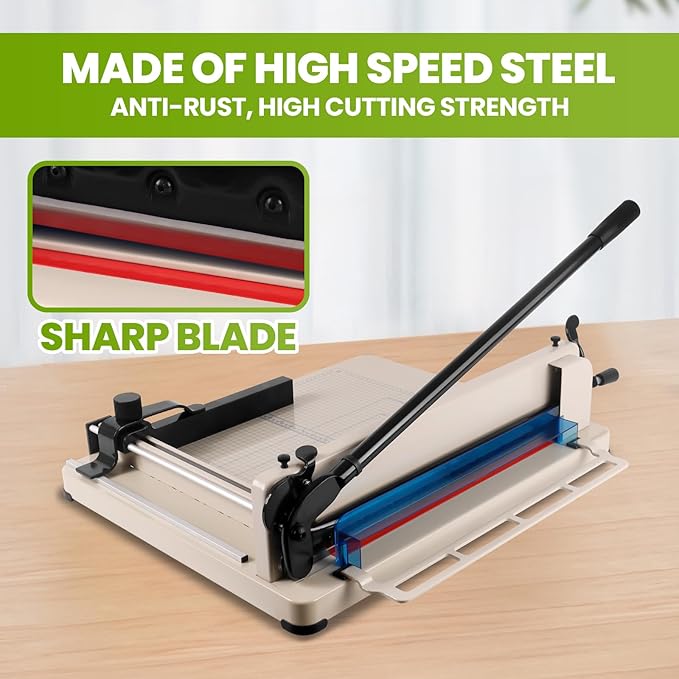 Heavy Duty Paper Cutter 17", Guillotine A3 Paper Cutter, 400 Sheets Capacity Paper Trimmer, Double Safety Protection Durable HSS Blade for Cutting Paper