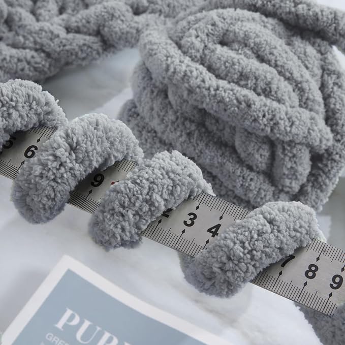 MABOZOO Assorted Chunky Yarn for Crocheting 8 Pack,Fluffy Jumbo Chenille Yarn,Soft Plush Yarn Bulky,Giant Thick Fuzzy Yarn for Hand or Arm Knitting,Black & Medium Grey(31.7 yds,8 oz Each Skein)