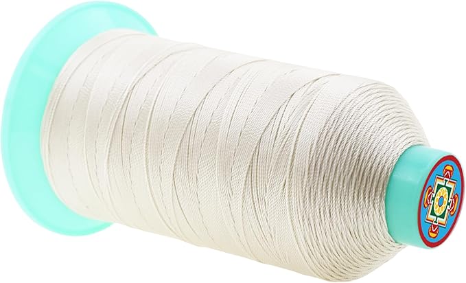 Mandala Crafts Size 207 630D T210 Bonded Nylon Thread - Off White 800 YDs Tex 210 Heavy Duty Sewing Threads for Leather, Jeans, Weaving, Outdoor Marine Upholstery