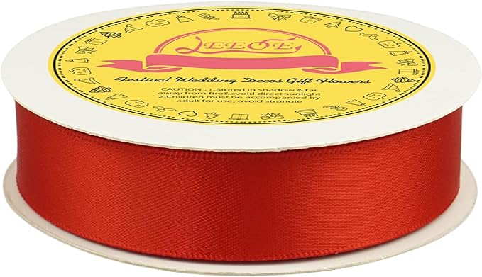 Double Face Satin Ribbon 7/8 inch X 25 Yards Polyester Red Ribbon for Gift Wrapping Very Suitable for Weddings Party Hair Bow Invitation Decorations and More