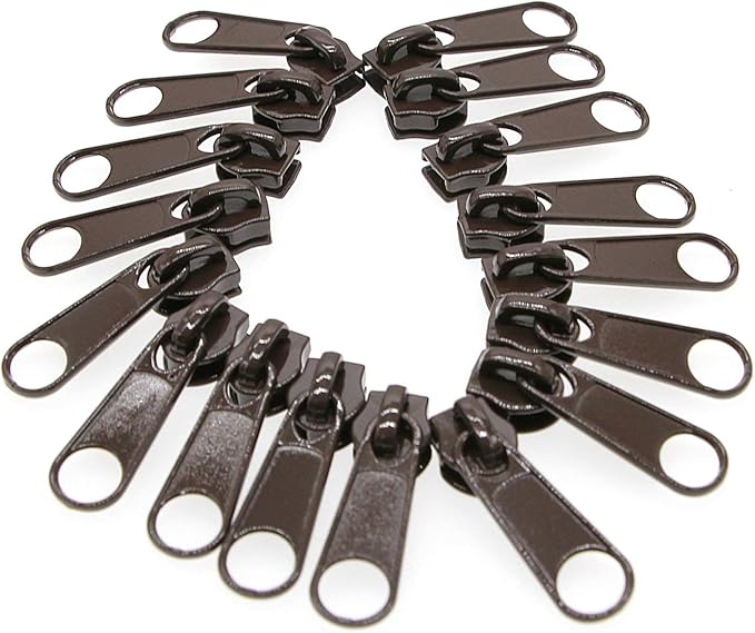 Leekayer #5 Brown Nylon Coil Sewing Zippers by The Yard Bulk 10 Yards with 25pcs Sliders for DIY Tailor Sewing Craft Bag(Brown)