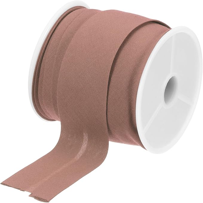 MECCANIXITY 1 Inch Single Fold Bias Tape Cotton Continuous Bulk Bias Tape for Sewing, Seaming Quilting Hemming Binding Crafts (Coffee 10 Yards)