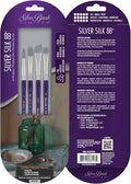 Silver Brush Limited SK-8113S Silver Silk 88 Variety Set, 4pc Short Handle Premium Paintbrushes for Acrylic, Watercolor, Gouache, Inks, & Dyes, Round, Oval Cresent, Angle, and Chisel Blender Brushes