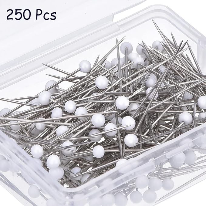 250 Pcs 1.5 Inch White Sewing Pins Ball Glass Head Pins Straight Quilting Pins for Dressmaker, Jewelry DIY Decoration, Craft and Sewing Project