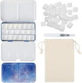 PEVART Watercolor Tin Palette, Metal Empty Paint Case with 50 PCS Empty Half Pans and a Water Color Pen Suitable for DIY Travel Watercolor Palette, Acrylic and Oil Painting