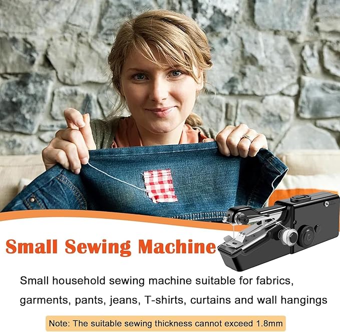 Handheld Sewing Machine, Portable & Cordless Mini Sewing Machine for Beginners - Electric Fast Stitching, DIY Fabric Clothes Repair Kit, Home Travel Mending Machine with Accessories (Black)