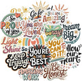 80PCS Boho Motivational Stickers - 5 Sheets Positive Encouragement Stickers, Motivational Reward Stickers for Kids, Teacher, Designs for Planners, Water Bottles, Scrapbooks, Reward Charts, Classroom