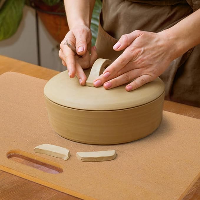 ZENFUN Clay Wedging Board, 12 x 18" Portable Clay Board with Built in Handle, Sturdy 8mm Thickness Wooden Mat Mud Board for Clay Crafts, Drafting Art, Ceramics Pottery Tools