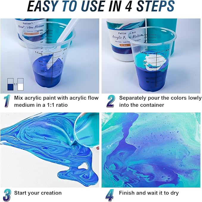 Falling in Art 67.6 Oz Pouring Medium for Acrylic Paint, Paint Thinner with High Flow Consistency
