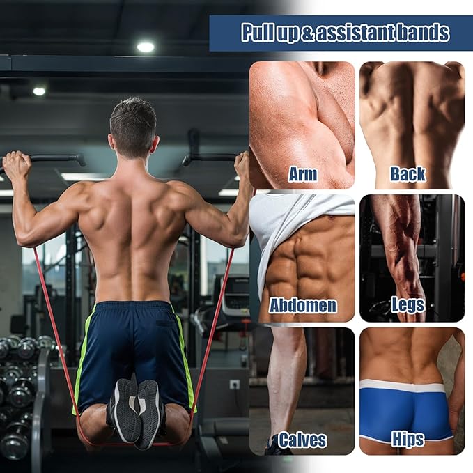 8pcs Pull Up Assistance Bands Set 5pcs Resistance Bands & 2pcs Thin Pull Up Band & Cloth Bag Gym Exercise Workout Band for Men Working Out Stretching Physical Therapy Muscle Training Shape Body