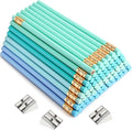 Fainne 102 Pcs Bulk Thick Jumbo Graphite Pencils Set 96 Fat Giant Large Pencils and 6 Sharpeners Enhanced Grip for Art Drafting Writing Drawing Office and Home Use(Teal, Blue,Round)