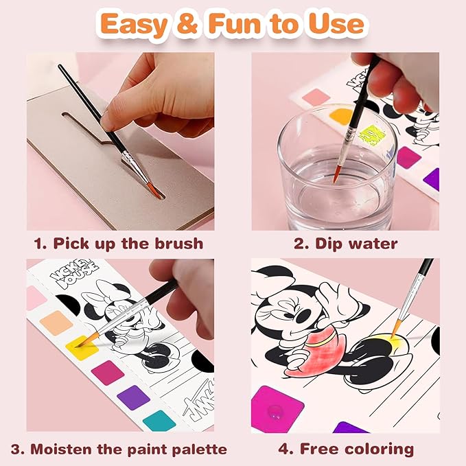 Paint with Water Coloring Books for Kids - 5 Pack, Pocket Mess Free Watercolor Painting Kit, Water Color Paint Set Arts and Crafts Gift for Girls Ages 4 5 6 7 8+, Travel Activity Toy