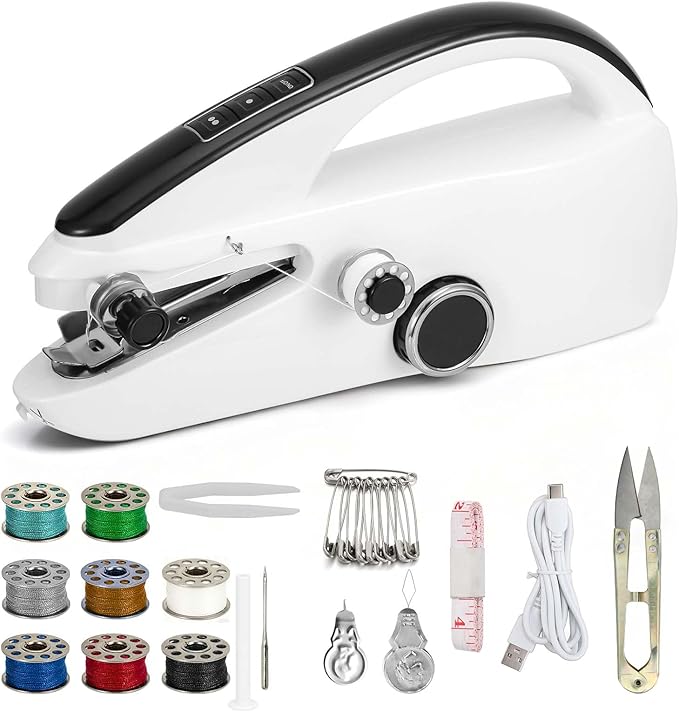 Mini Handheld Sewing Machine for Beginners, Easy to Use, Fast Stitching — Perfect for Clothes, Fabrics, and Quick Home Repairs for Mom Birthday Valentine's Day and Christmas