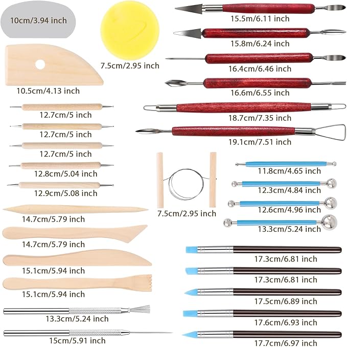 Tovotum Clay Sculpting Tools Kit 30PCS Ceramic Pottery Carving Tools Set for Beginners Expert Art Crafts Pottery Clay Tool