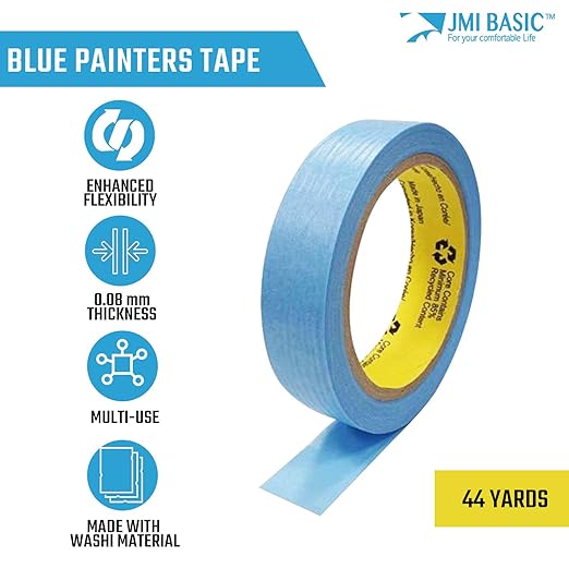 Blue Painters Tape Washi Paper - Assorted Size Multi Pack 44 Yard - No Residue Masking Tape for Painting Drafting Craft - Delicate Surfaces - Heat Resistant - Thin Thick (1/4 x 1/2 x 1 Inch - 6pK)