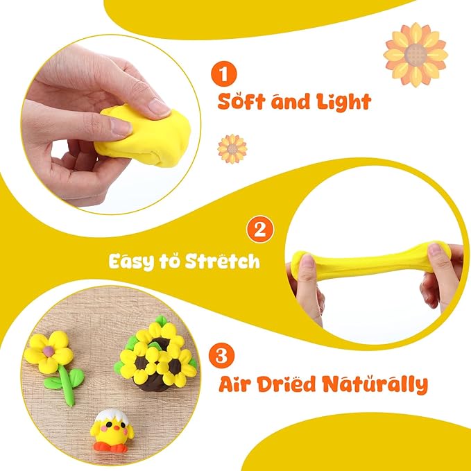 72 Pcs 38oz Air Dry Clay Bulk Modeling Ultra Lightweight Foam Modeling Clay for Kids Adults DIY Gifts Party Arts Crafts and School Project Supplies (Yellow)