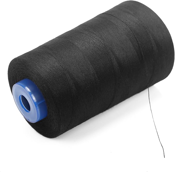 Single Huge Spool 5000 Yards Each Polyester Quilting Thread Machine Embroidery Thread 40S/2 for Commercial and Domestic Sewing Machines (Black)