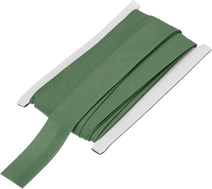 MECCANIXITY 1 Inch Double Fold Bias Tape Continuous Bulk Cotton Bias Tape for Sewing Seaming Quilting Hemming Binding Crafts (Army Green 12 Yards)