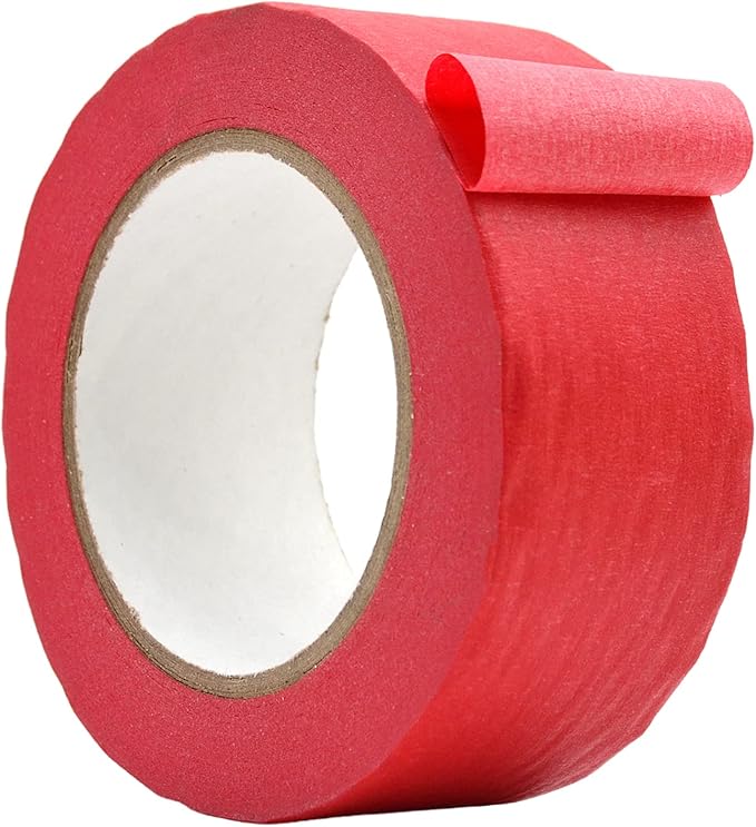 WOD MTC5 Colored Masking Tape, Red, 2 inch x 60 yds. Colorful Teacher Painters Tape for Fun DIY Art & Crafts, Lab Labeling, Writable & Classroom Decorations