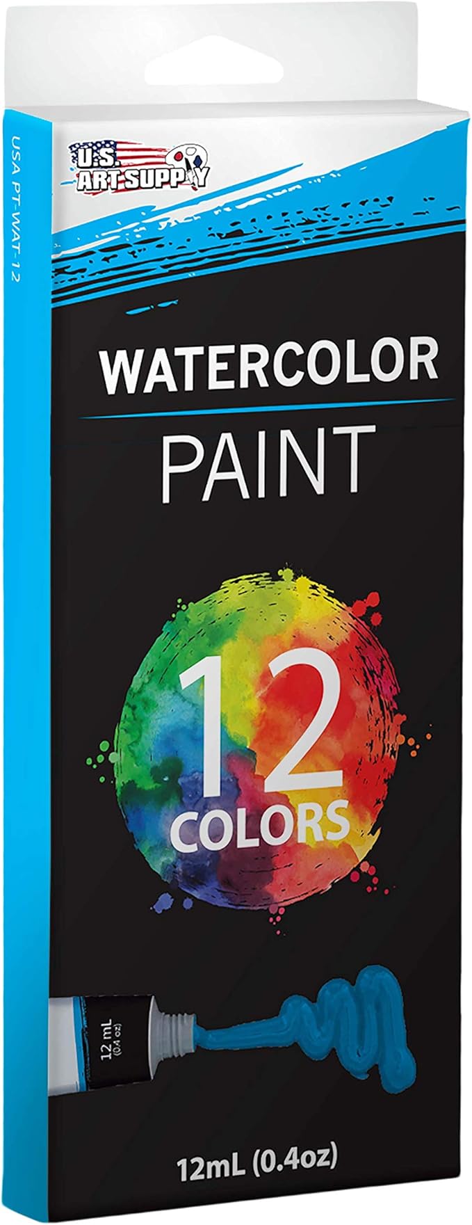 U.S. Art Supply 12-Color Water Colors Paint Set, 12ml Professional Watercolor Tubes, Vibrant Pigments - Water Colors Paint Adult Set for Artists