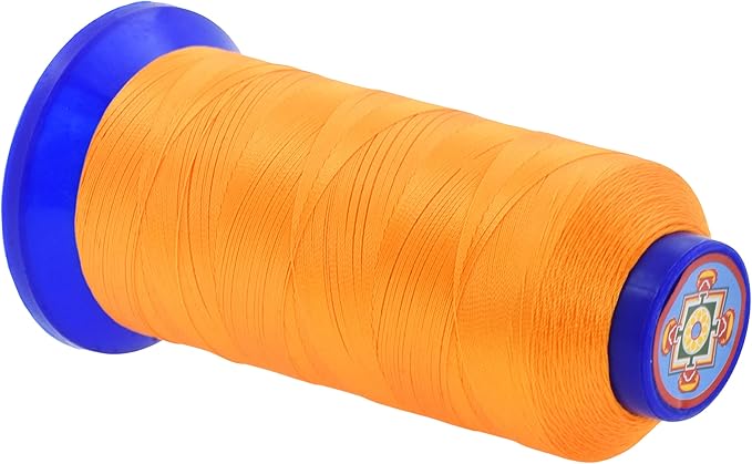 Mandala Crafts Orange Heavy Duty Thread - 1500 Yds Tex 70 Bonded Polyester Threads for Sewing Drapery, Jeans, Leather, Hair, Outdoor Marine Upholstery