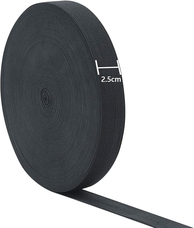 20 Yards Sewing Knit Stretch Elastic Band Spool, 1 inch Width (Black)