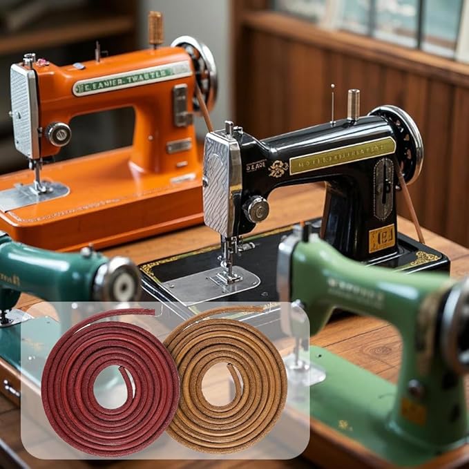 2pcs Sewing Machine Belts,Sewing-Machine Belts Replacement with Old Sewing Machine Parts Accessories Clean Set,Treadle-Sewing Machines Belt with Hook
