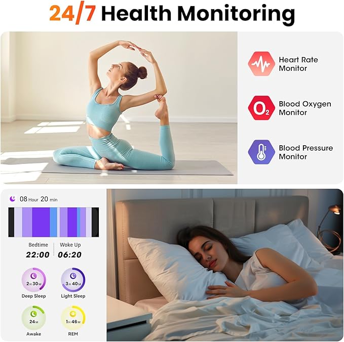 Hwagol Smart Watches for Women Android Phones iPhone Compatible(Bluetooth Call),1.39'' Round Fitness Tracker Heart Rate/SpO2/Sleep Monitor,100+Sport Modes Pedometer
