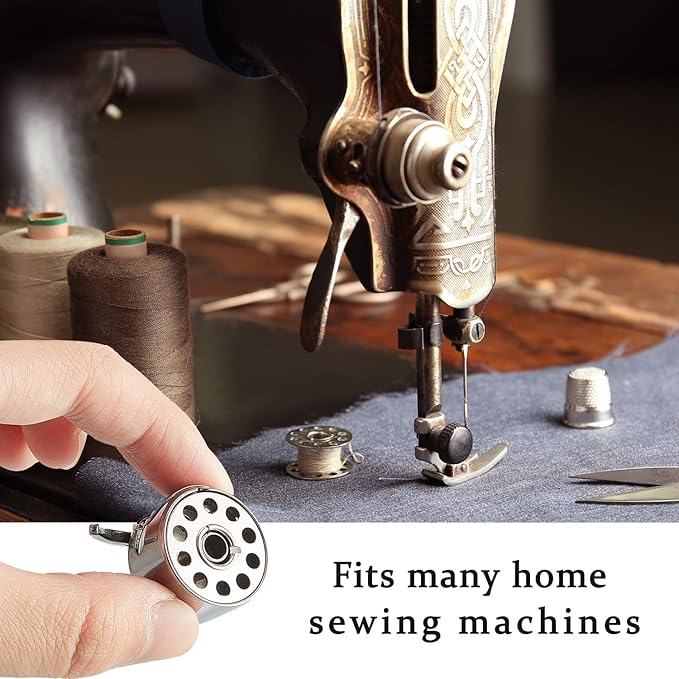 WILLBOND 3 Pcs Sewing Machine Bobbin Case and 15 Pcs Metal Sewing Machine Bobbins with Shuttle Holder for Craft, Suitable for Front Loading 15 Class Apparatus