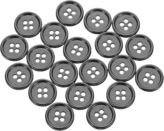 HARFINGTON 20pcs Metal Sewing Button, 15mm 4-Hole Round Suit Shirts Coats Clothes Sewing Buttons for Decoration Craft, Gunmetal
