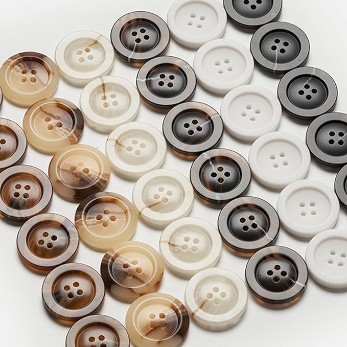 Sewing Buttons - Craft Buttons, 5 Sizes of 100 Pcs Versatile Buttons for Sewing, DIY Projects and Holiday Decoration (Off-White)
