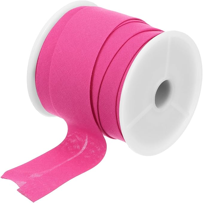 MECCANIXITY 1 Inch Single Fold Bias Tape Cotton Continuous Bulk Bias Tape for Sewing, Seaming Quilting Hemming Binding Crafts (Rose Red 10 Yards)
