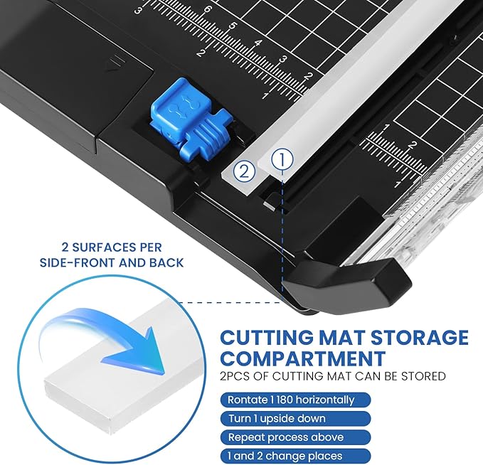 Paper Cutter Personal Rotary Trimmer Paper Trimmer Paper Cutter for cardstock withAutomatic Security Safeguard and Side Ruler for Craft Paper, Coupon, Label and Cardstock,12 inch Black Paper Cutters