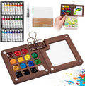 Mini Watercolor Paint Set, Mini Paint Palette Travel Kit, Pocket Artist Watercolor Travel Set Colors, Sketchbook, Brush, Metal Clip, for Beginners, Artists, Enthusiasts (15 Grids, 24 Colors)