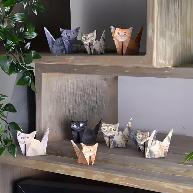 TOSKFJ Treayes 3D Cat Origami Paper, 50 Sheets DIY Craft Paper for Eveyrone, Fun Creative Art Project, Cute Desk Decor & Gift for Cat Lovers