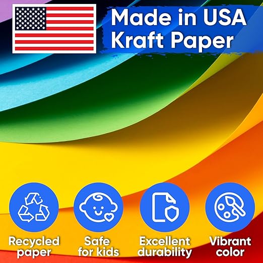 24" x 1200" (100 ft) Light Blue Construction Paper Roll, (Pack of 1 Roll, Light Blue Color) – Made in USA Construction Kraft Paper Roll for School Projects – Color Paper for Crafts