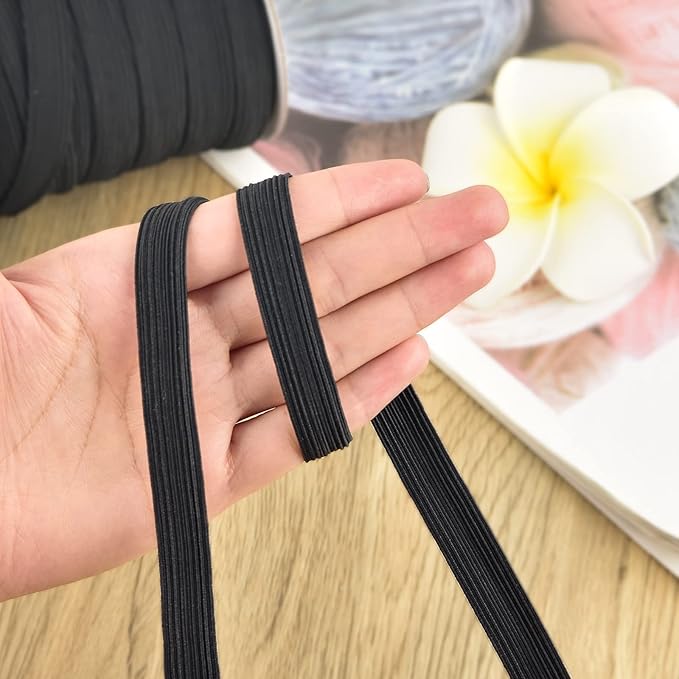 Coopay 100 Yards Length 1/2" Width Elastic Bands Flat Elastic Cord Rope Heavy Stretch Spool Knit for Sewing DIY Projects, Arts & Crafts (Black, 1/2 Inch)