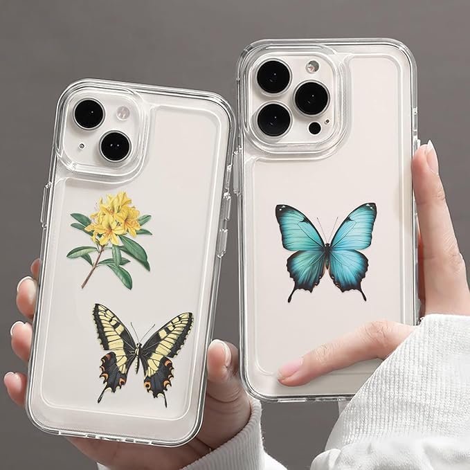 50Pcs Vintage Mushroom, Flower, Butterfly Stickers, Aesthetic Waterproof Stickers Packs for Journal, Scrapbooking, Photo Album, Laptop, Kindle, PET Transparent Decals