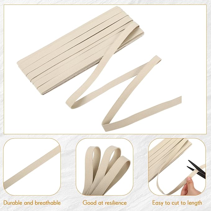 Shappy Elastic for Sewing Knit Elastic Band 1/2 Inch x 11 Yards (Beige)