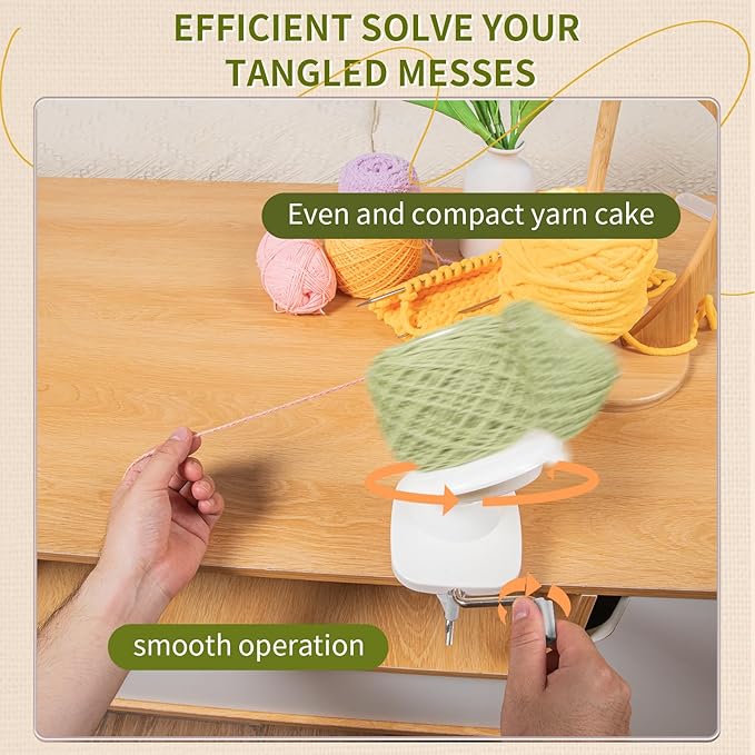 BAPOTH Yarn Winder, Efficient Yarn Winder for Crocheting Make 3.5oz Yarn Cakes, Easy to Use and Install Yarn Ball Winder with Lower Noise, The Helper for Knitting Lover for Yarns Below Size 5