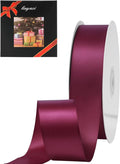 LIUYAXI Burgundy Double Faced Satin Ribbon, 1" X Continuous 25 Yards, Ribbons Perfect for Gift Wrapping Wedding Bouquet Decor DIY Craft Bow Making & Other Projects