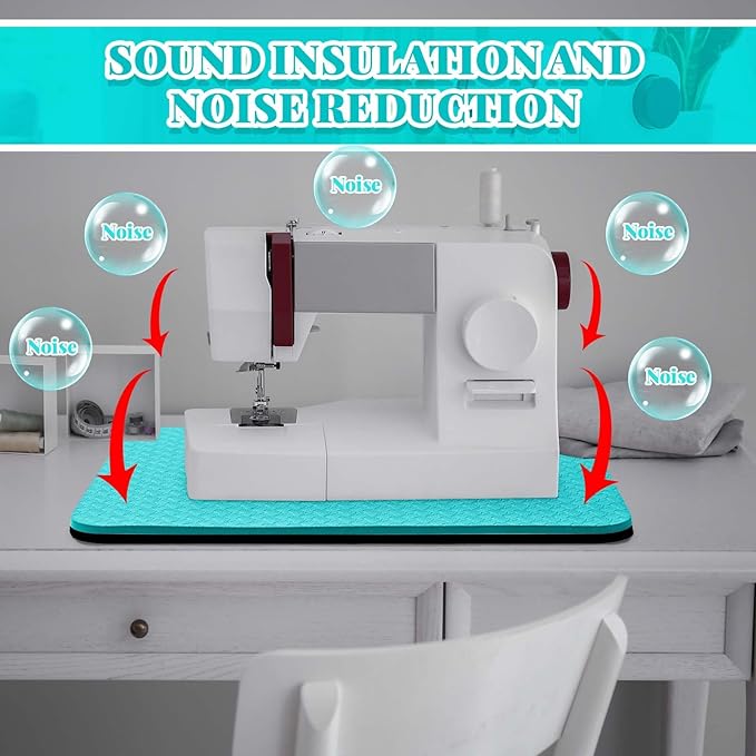 2 Pcs Sewing Machine Muffling Mat Pedal Sewing Mat Reduce Vibrations Noise No Slip Machine Accessories for Quilting(15'' X 20'' and 9'' X 14'',Blue, Black)