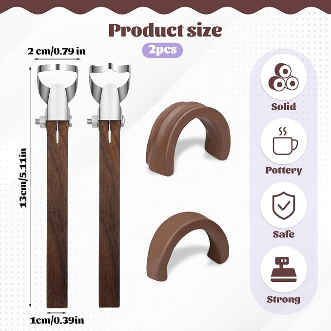 2Pcs Sculpture Scraper Pottery Handle Making Tool Pottery Carving Tool Potterys Trimming Tools Polymer Clay Sculpting Tools for Ceramic Sculpture Craft Teacup Mug Cup Handle Making