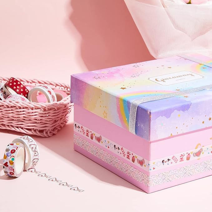 Epakh 12 Rolls Valentine‘s Day Washi Tape Set 0.59 Inch by 23 Feet Decorative Washi Heart Tape Sweet Heart Masking Tapes Kawaii for Valentine Scrapbook Wedding Anniversary Decoration Party Supply