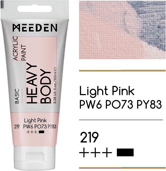 MEEDEN Acrylic Paint Light Pink: Bundled with Titanium White Color - 100ml/3.38oz x 2 Heavy Body Acrylic Paint Tubes for Art Craft Painting